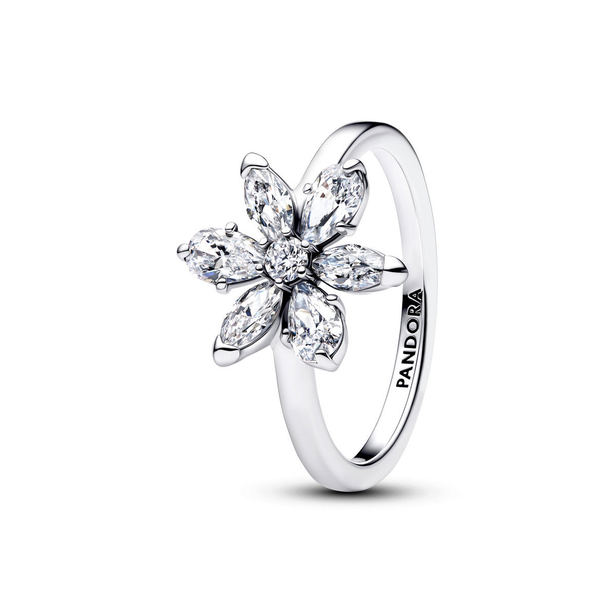 Pandora Herbarium Sprankelende Bloem Cocktailring zilver - 193000C02