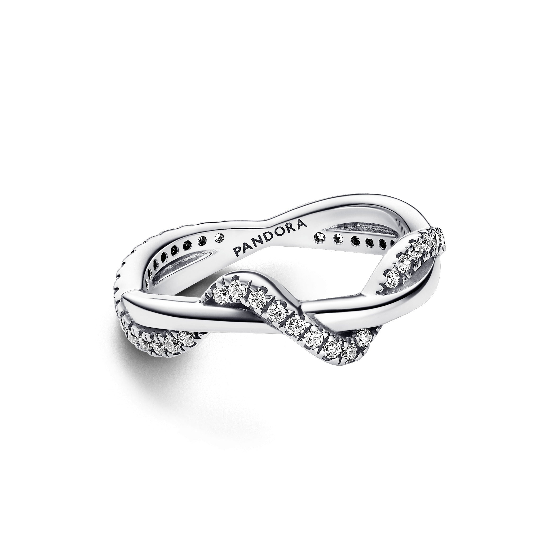 Pandora Sprankelende ring verstrengelde golf zilver - 193098C01