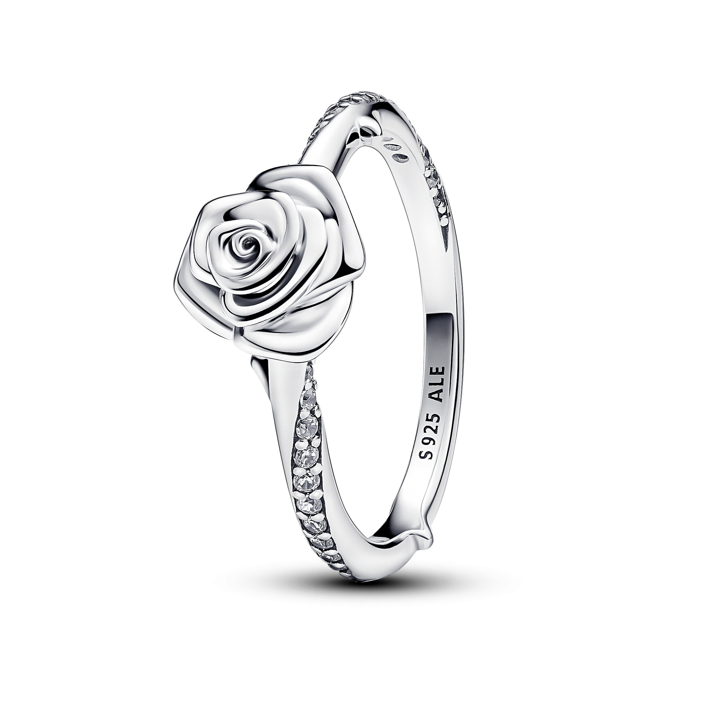 Pandora Roos in bloei ring zilver wit - 193215C01