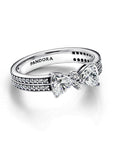 Pandora Sprankelende ring met strik en dubbele band – 193552C01 - PansiteNederland.nl