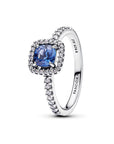 Pandora Sprankelende ring met vierkante blauwe halo – 193555C01 - PansiteNederland.nl