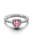 Pandora Verhoogde Roze Hart Ring met Zirkonia - 198421C03