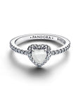 Pandora Verhoogd Wit Hart ring 198421C11 – zilver