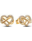 Pandora Infinity Hart 14k Goud Vergulde Oorstekers met Zirkonia 262667C01