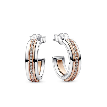 Pandora Signature Two-tone Logo & Pave oorringen 282737C01