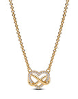 Pandora Infinity Hart 14k Goud Vergulde Ketting met Zirkonia 362666C01