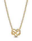 Pandora Infinity Hart 14k Goud Vergulde Ketting met Zirkonia 362666C01