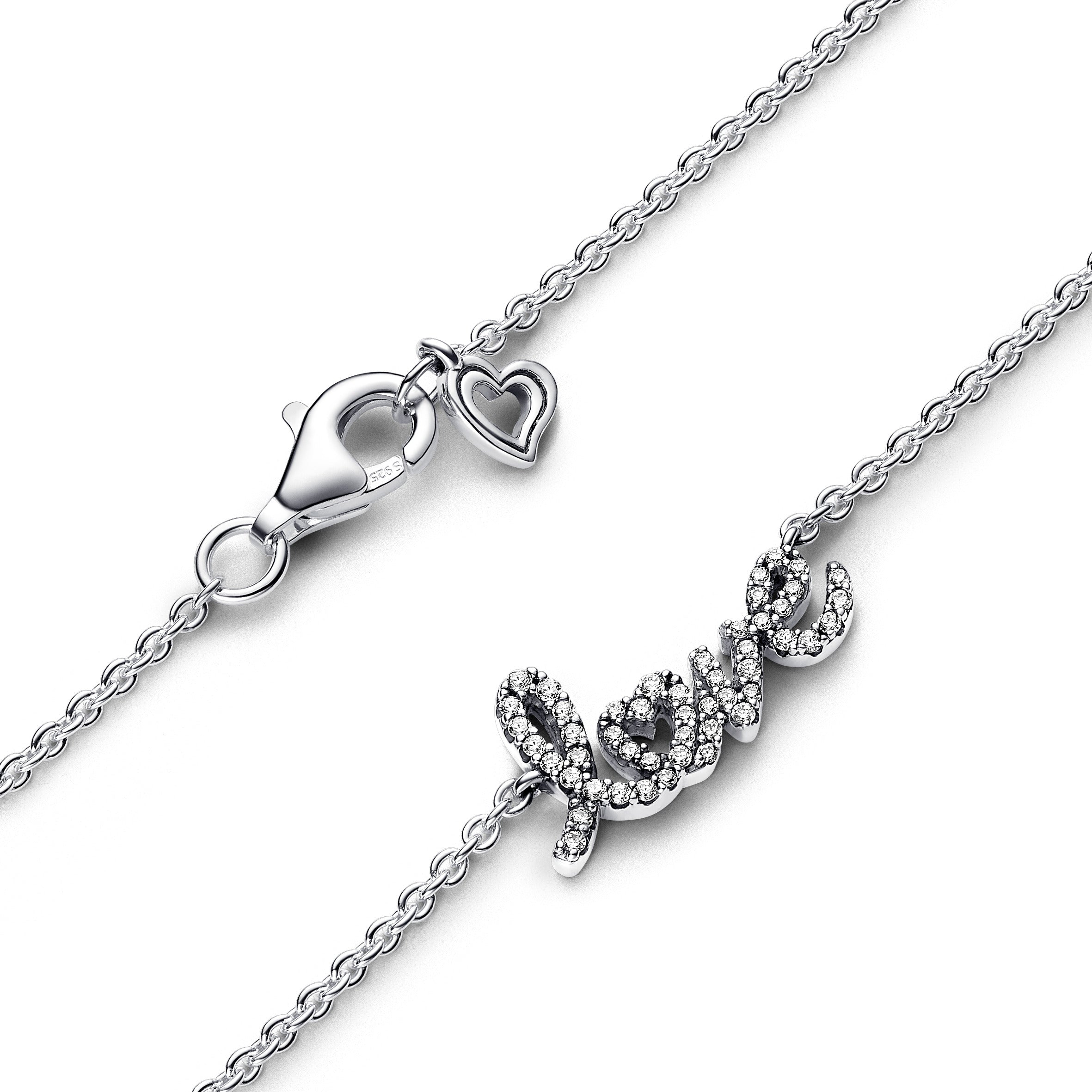 Pandora Sprankelende halsketting love handgeschreven zilver - 393076C01