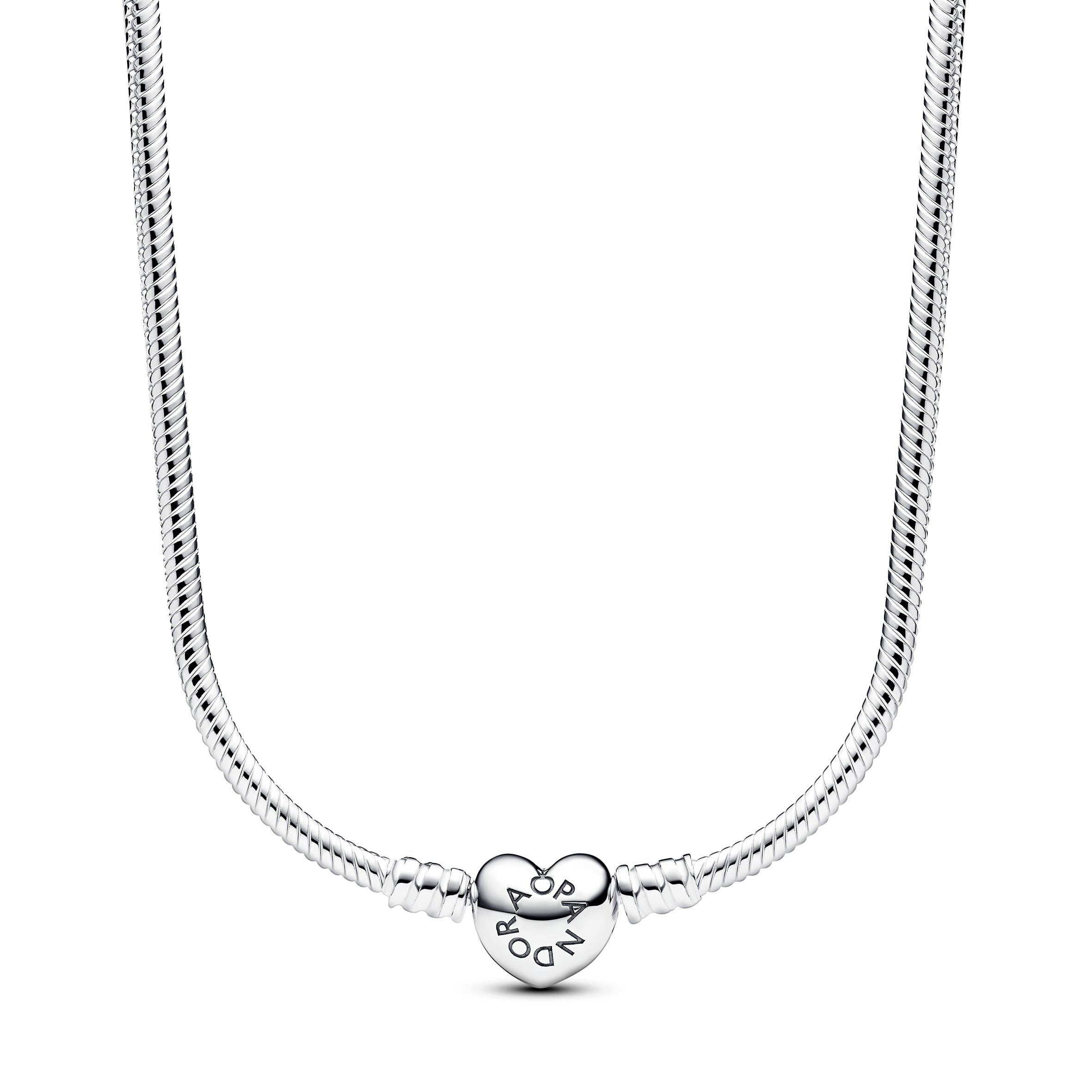 Pandora Moments slangenschakel-halsketting met hartsluiting zilver - 393091C00
