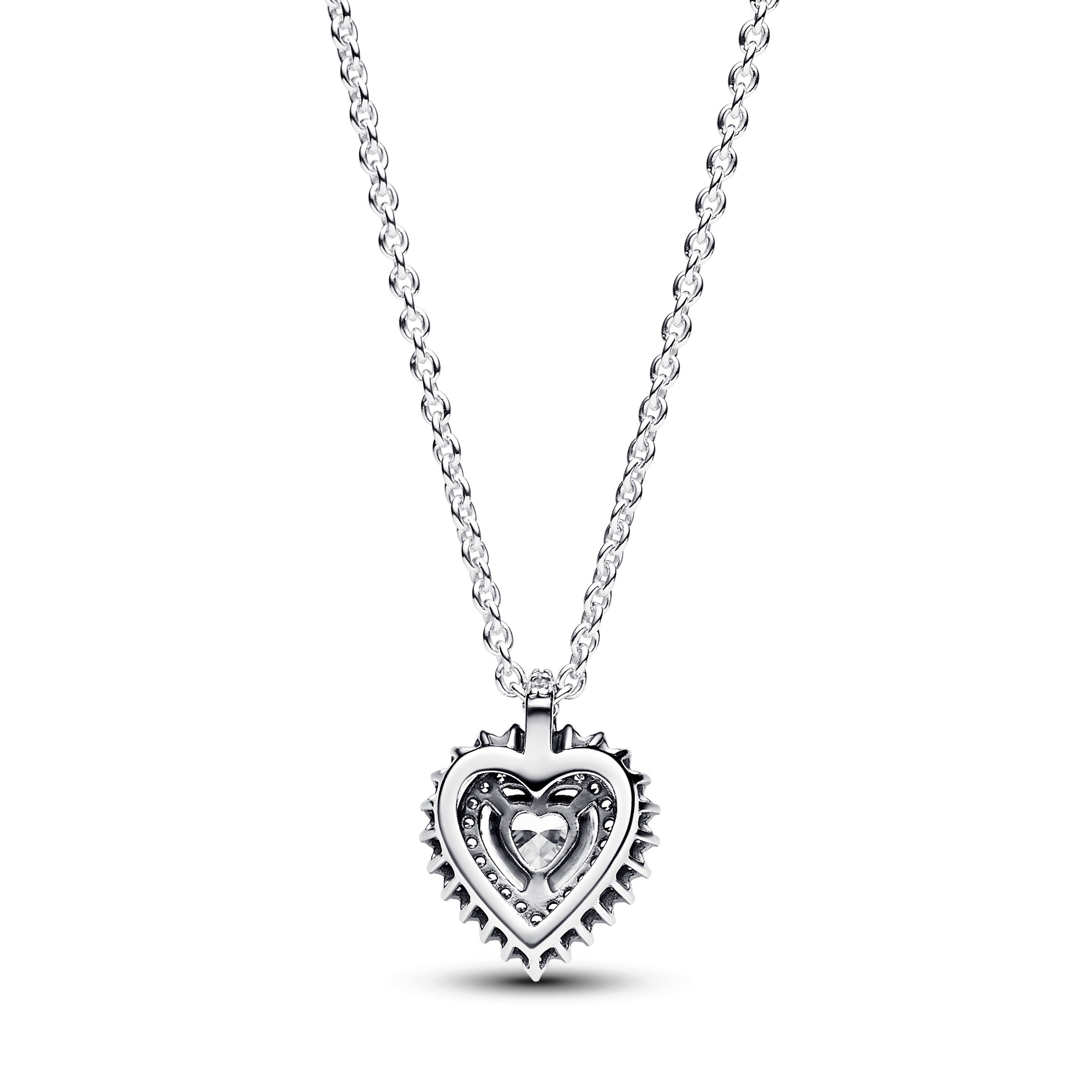 Pandora Sprankelend hart halo halsketting met hanger zilver - 393099C01