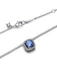 Pandora Sprankelende ketting met hanger met vierkante blauwe halo Steen - 393560C01 - PansiteNederland.nl