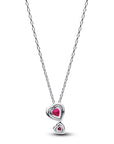 Pandora Rode Halo Harten Ketting met Hanger 393658C01 - PansiteNederland.nl