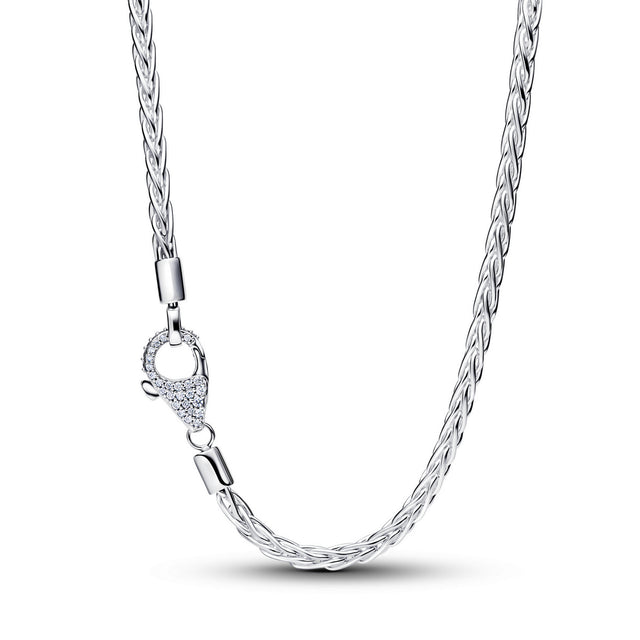 Pandora Pavé Sluiting Foxtail Halsketting met Bedel zilver 394463C01