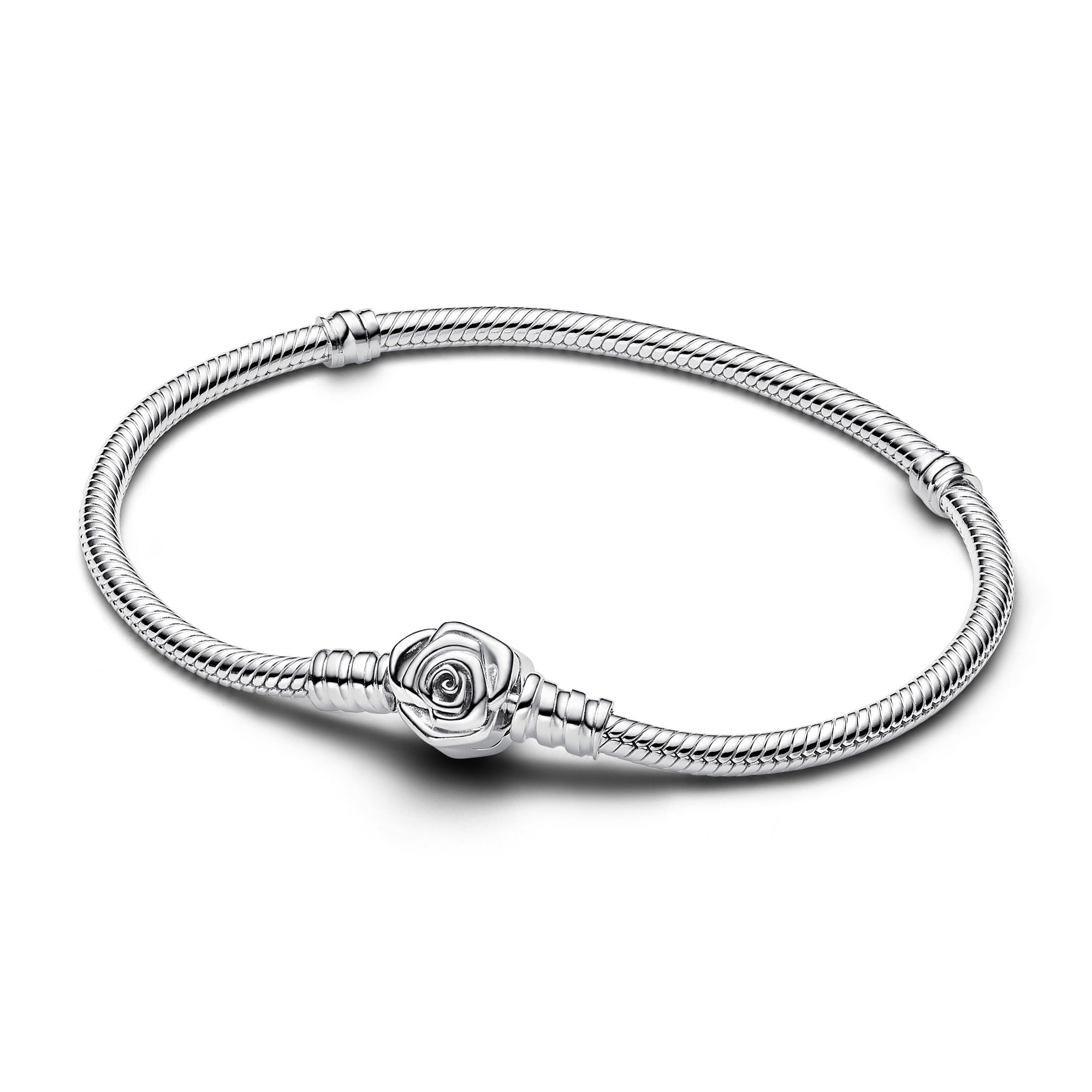 Pandora Moments snake chain-armband met roos in bloei-sluiting 593211C00