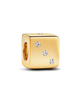 Pandora Schitterende Dobbelsteen 14k Goud Vergulde Zirkonia Bedel 761269C01