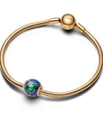 Pandora Charm Aarde 14k Verguld met Blauw en Turquoise Glitter Emaille - 762431C01