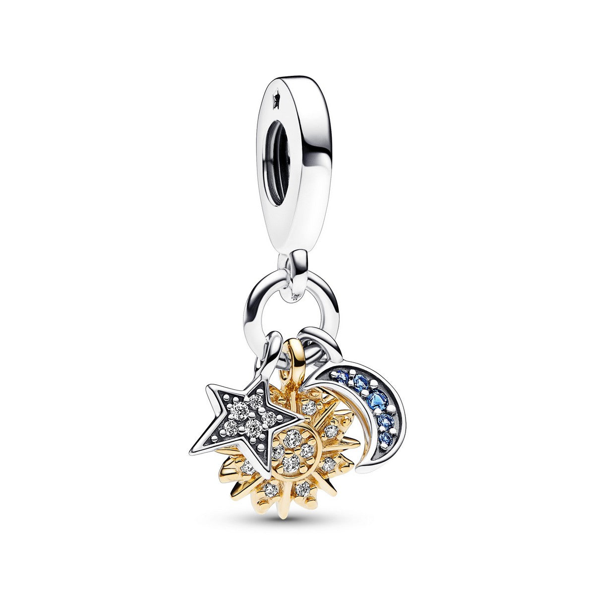 Pandora Tweekleurige Celestial Triple Dangle Charm 762676C01, exclusief en kwalitatief hoogwaardig. Ontdek nu!