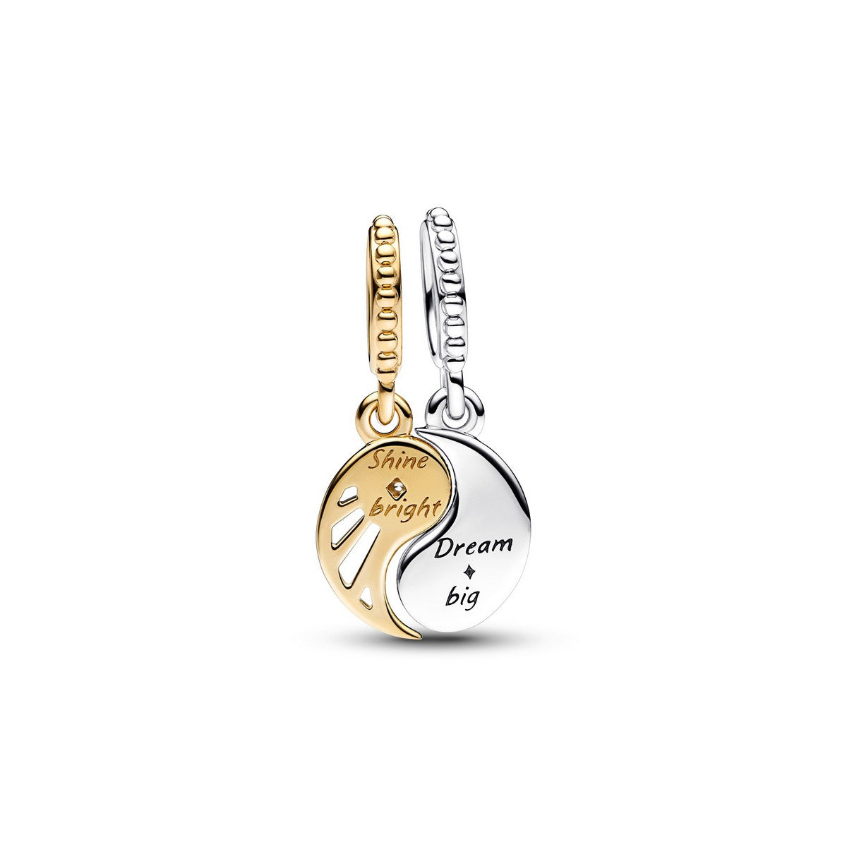 Pandora tweekleurige splitsbare Sun &amp; Moon Dangle Charm 762678C01, exclusief en kwalitatief hoogwaardig. Ontdek nu!