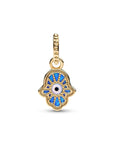 Pandora Opalescent Blue Hamsa Hand Dangle Charm 762699C01, exclusief en kwalitatief hoogwaardig. Ontdek nu!