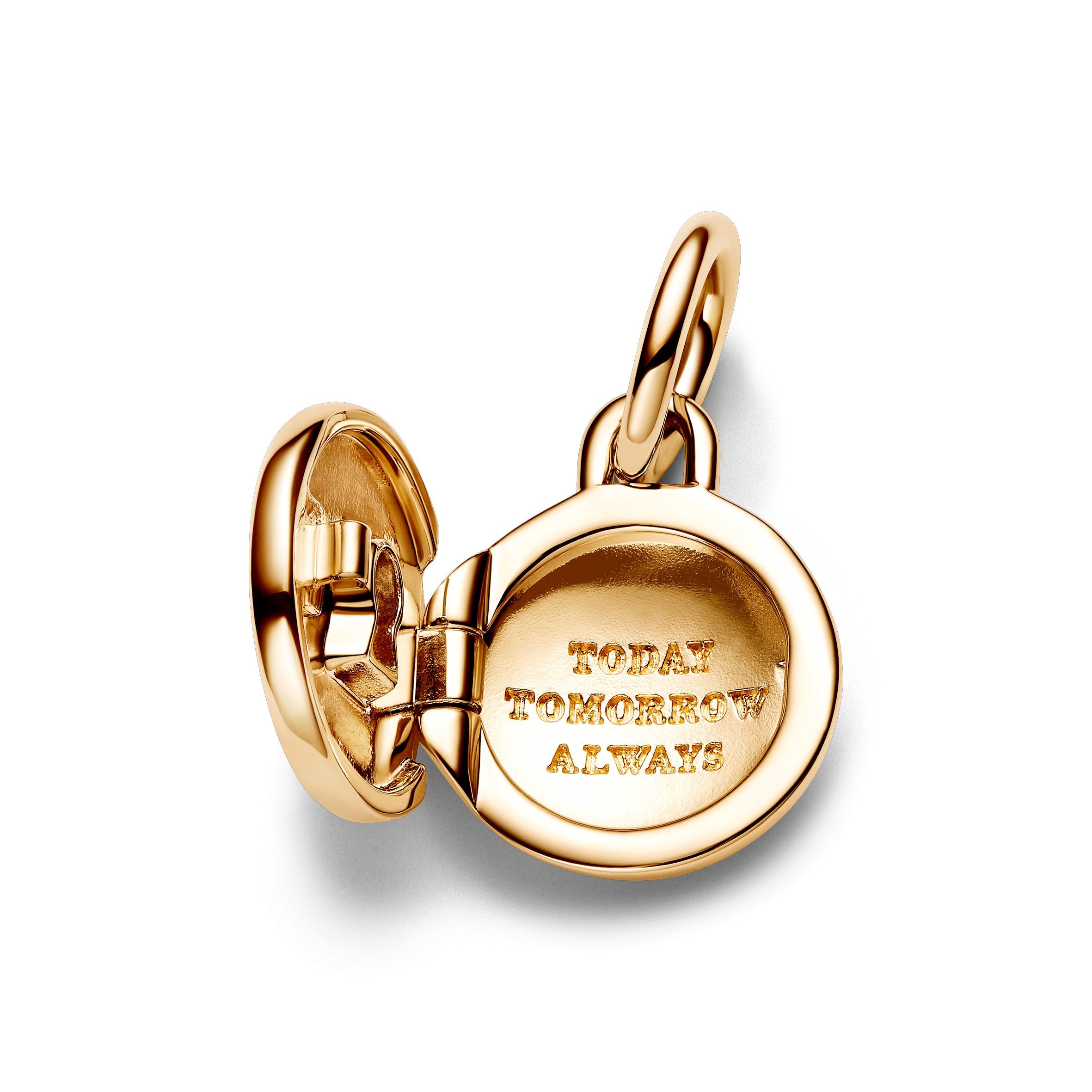 Pandora Te openen & graveerbare liefdesmedaillon hangende bedel goudverguld medallion - 763066C01