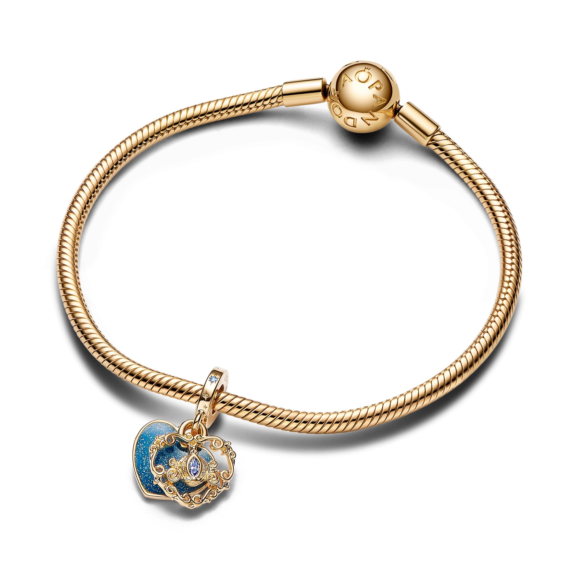 Pandora Disney Assepoesters koets & hart dubbele hangende bedel goudverguld - 763072C01