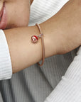 Pandora Bedel Mars Zilver & 14k Roségoud met Rode Kristal & Murano Glas - 782433C01
