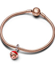 Pandora Bedel Mars Zilver & 14k Roségoud met Rode Kristal & Murano Glas - 782433C01