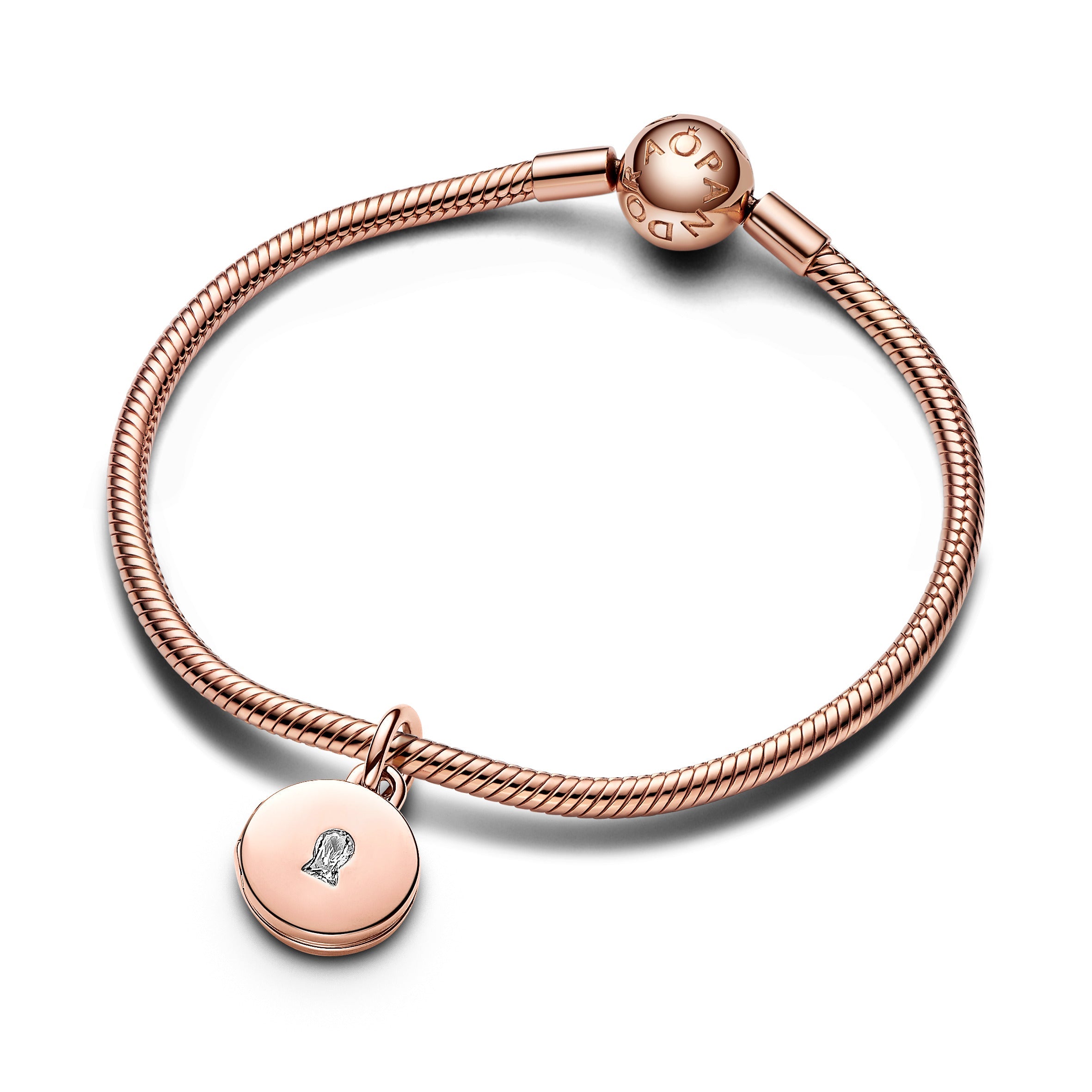 Pandora Te openen & graveerbare liefdesmedaillon hangende bedel roségoudverguld medallion - 783066C01