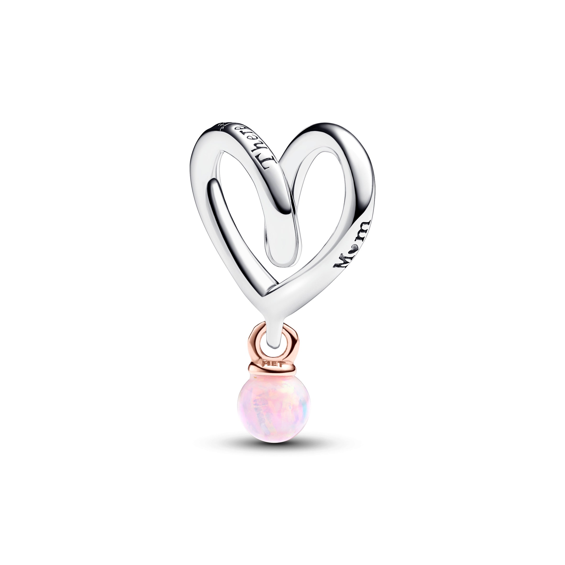 Pandora Tweekleurig Gedraaid Hartbedel bicolor zilver en roségoudverguld - 783242C01