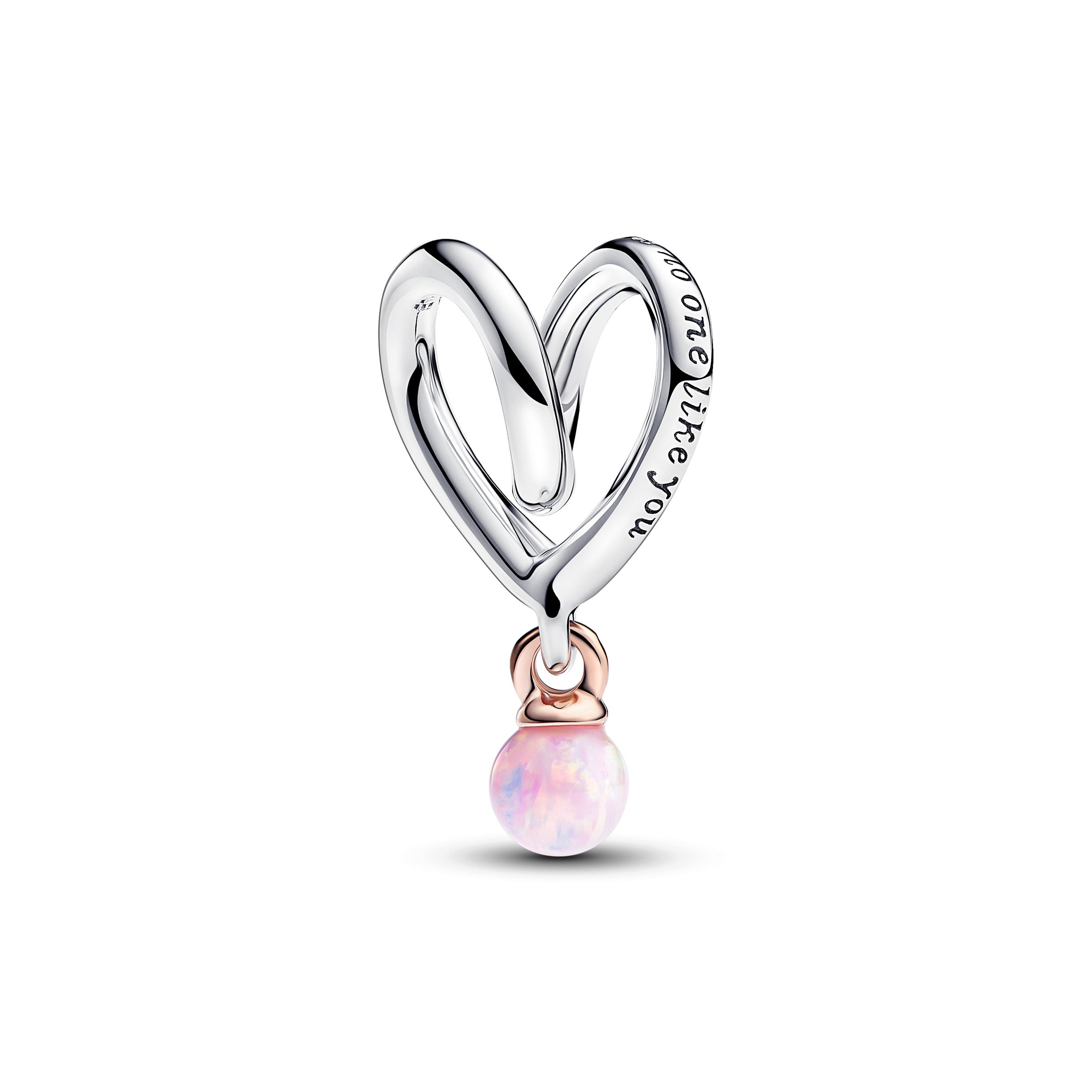 Pandora Tweekleurig Gedraaid Hartbedel bicolor zilver en roségoudverguld - 783242C01