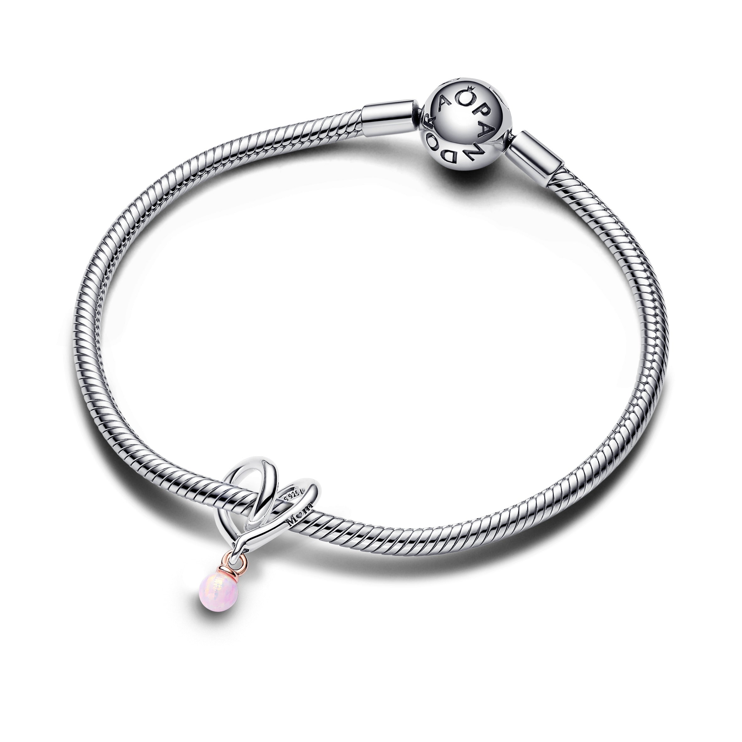 Pandora Tweekleurig Gedraaid Hartbedel bicolor zilver en roségoudverguld - 783242C01