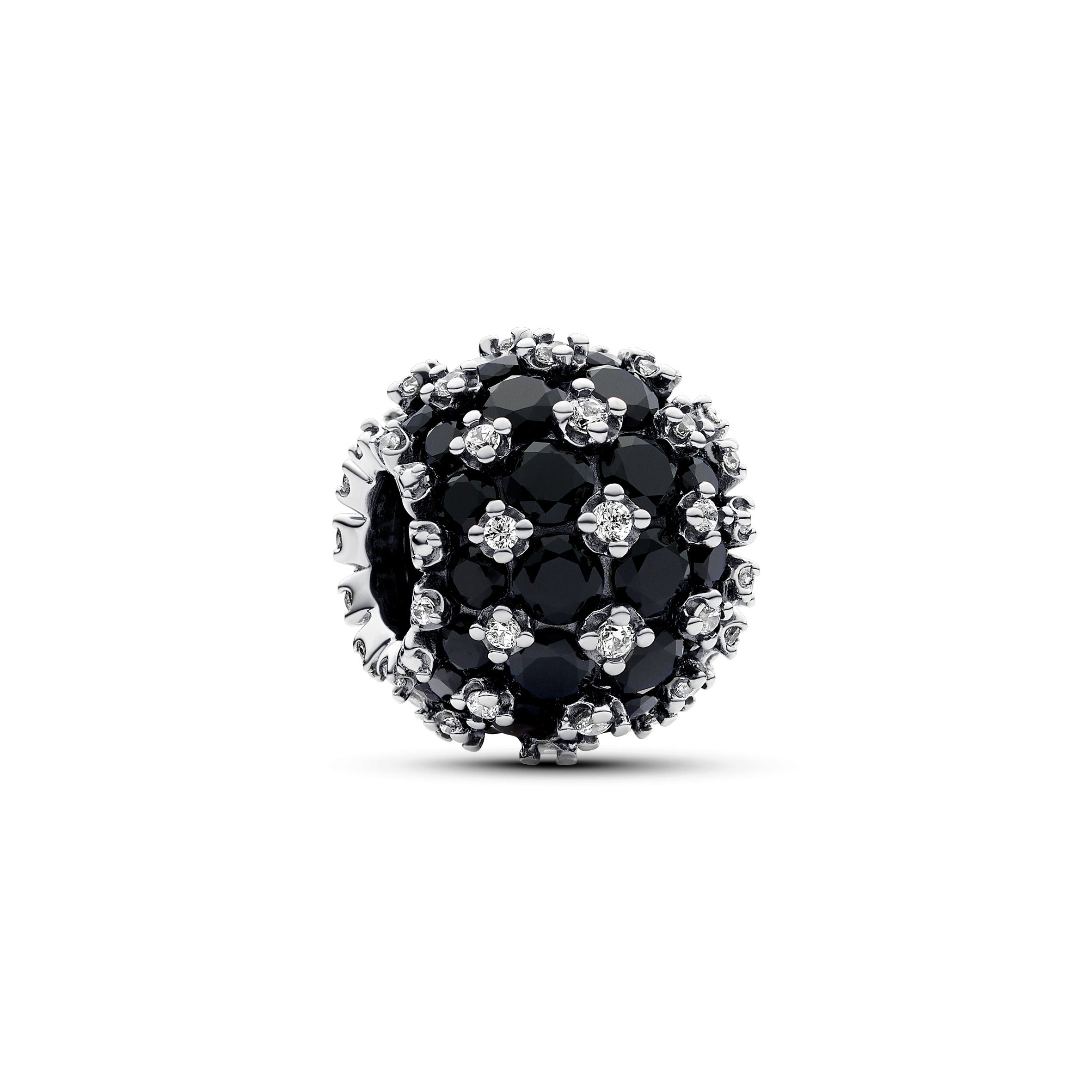Pandora Sprankelende, zwarte, ronde pavébedel zilver - 792630C04