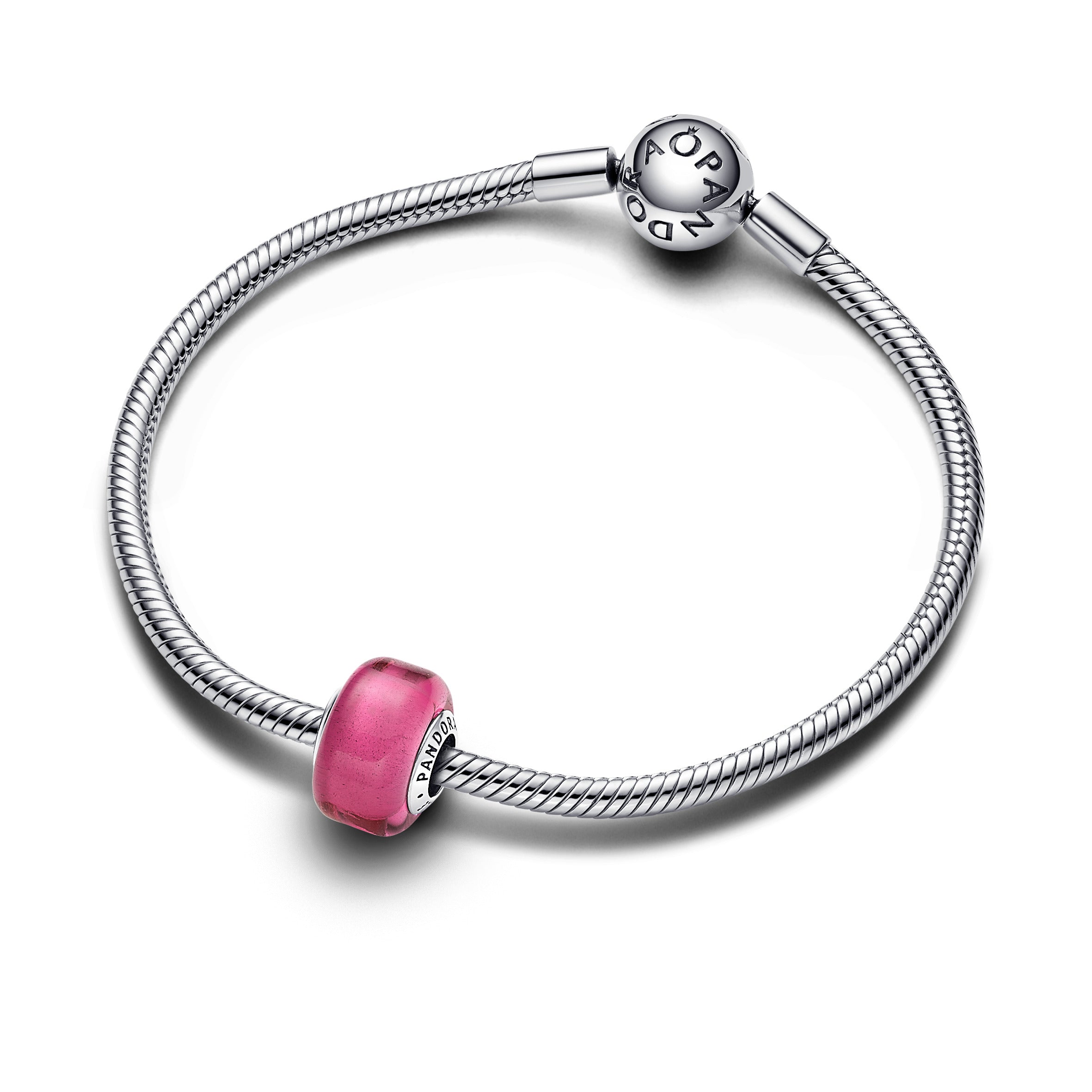 Pandora Roze minibedel van muranoglas zilver - 793107C00