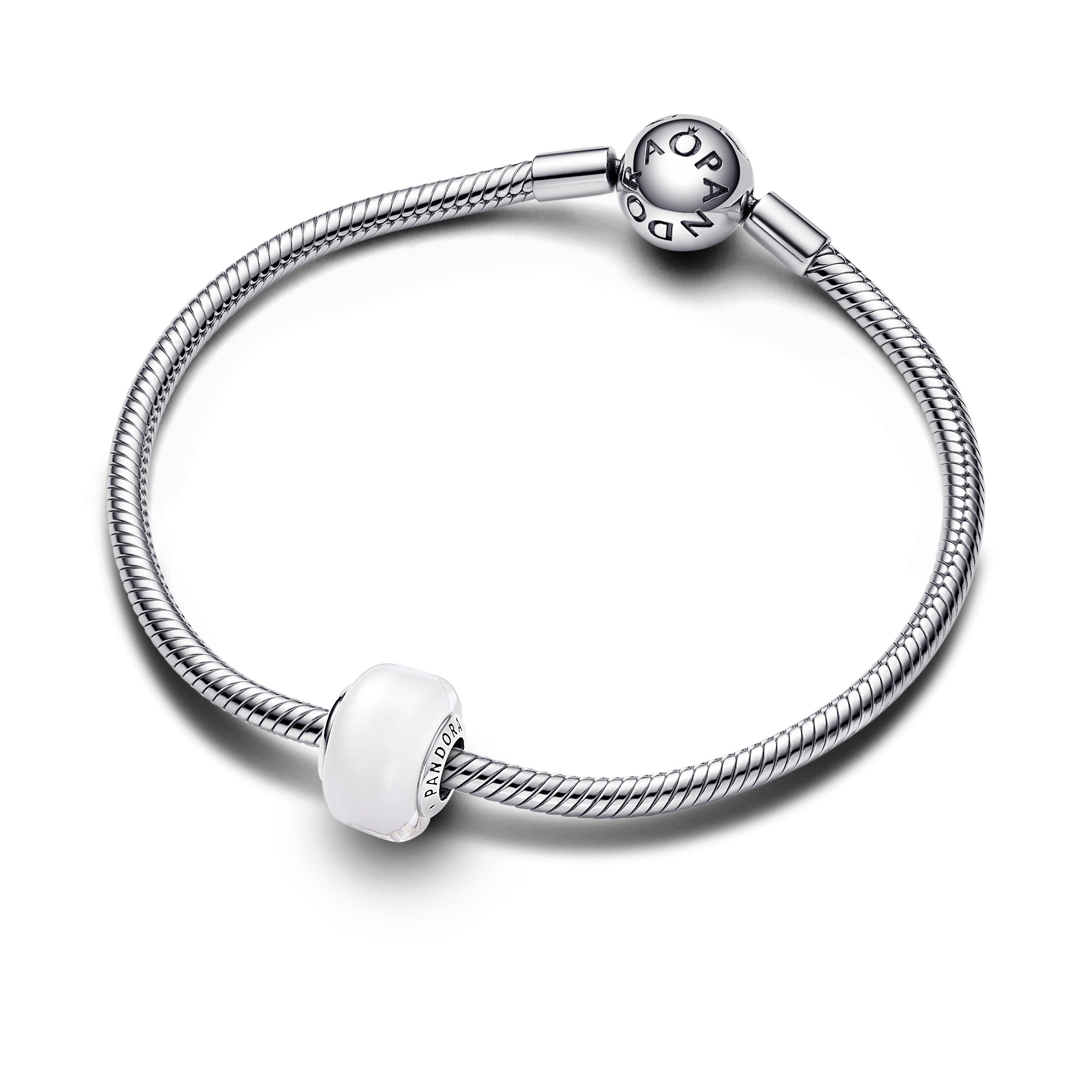 Pandora Witte minibedel van muranoglas zilver - 793118C00