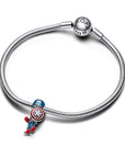 Pandora Marvel Captain America Sterling Zilver met Emaille en Zirkonia Bedel 793129C01, exclusief en kwalitatief hoogwaardig. Ontdek nu!