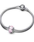 Pandora Cirkel Sterling Zilver met Roze Murano Glas en Zilverfolie Bedel 793241C00