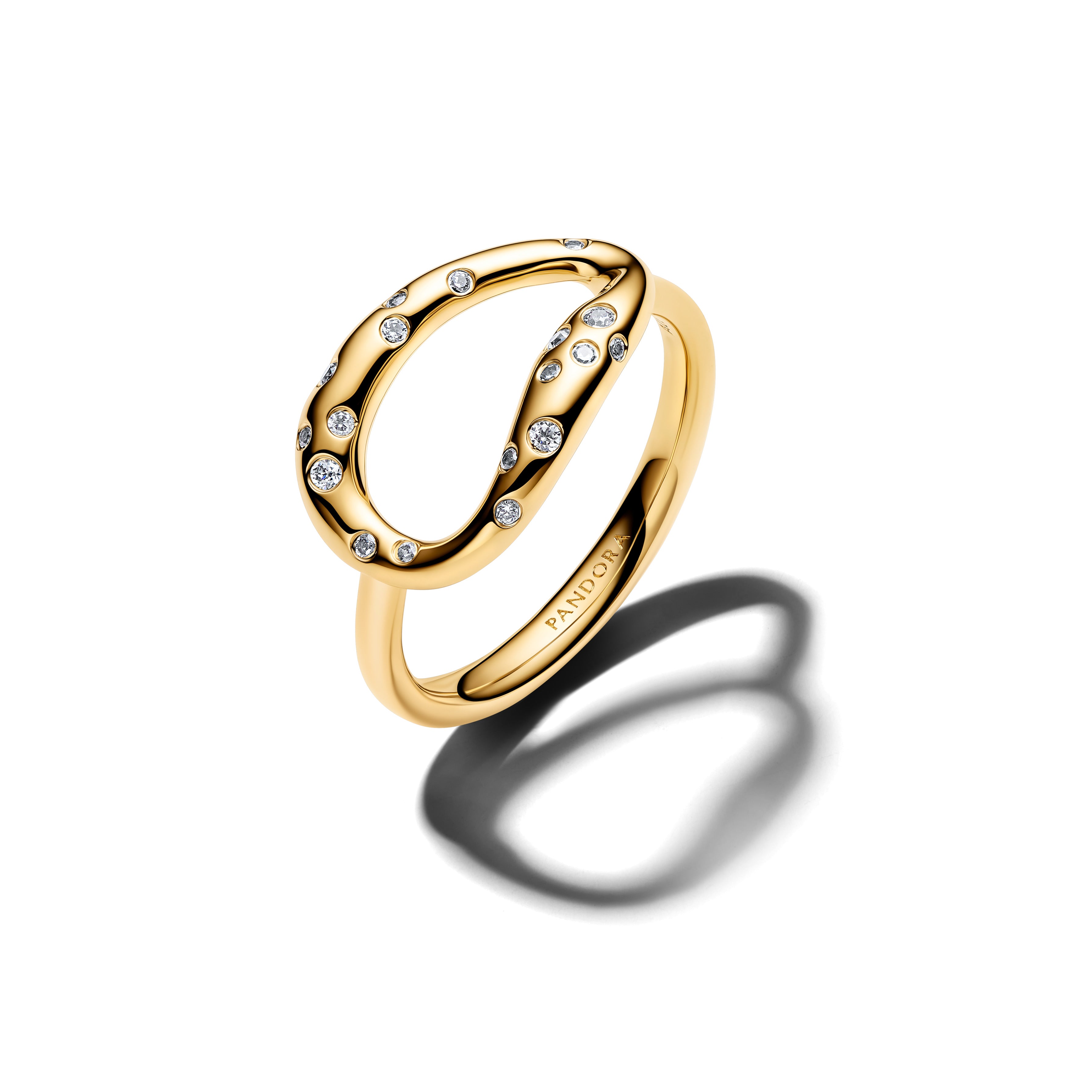 Pandora Organisch Gevormde Sprankelende Statement Ring goudverguld - 164676C01