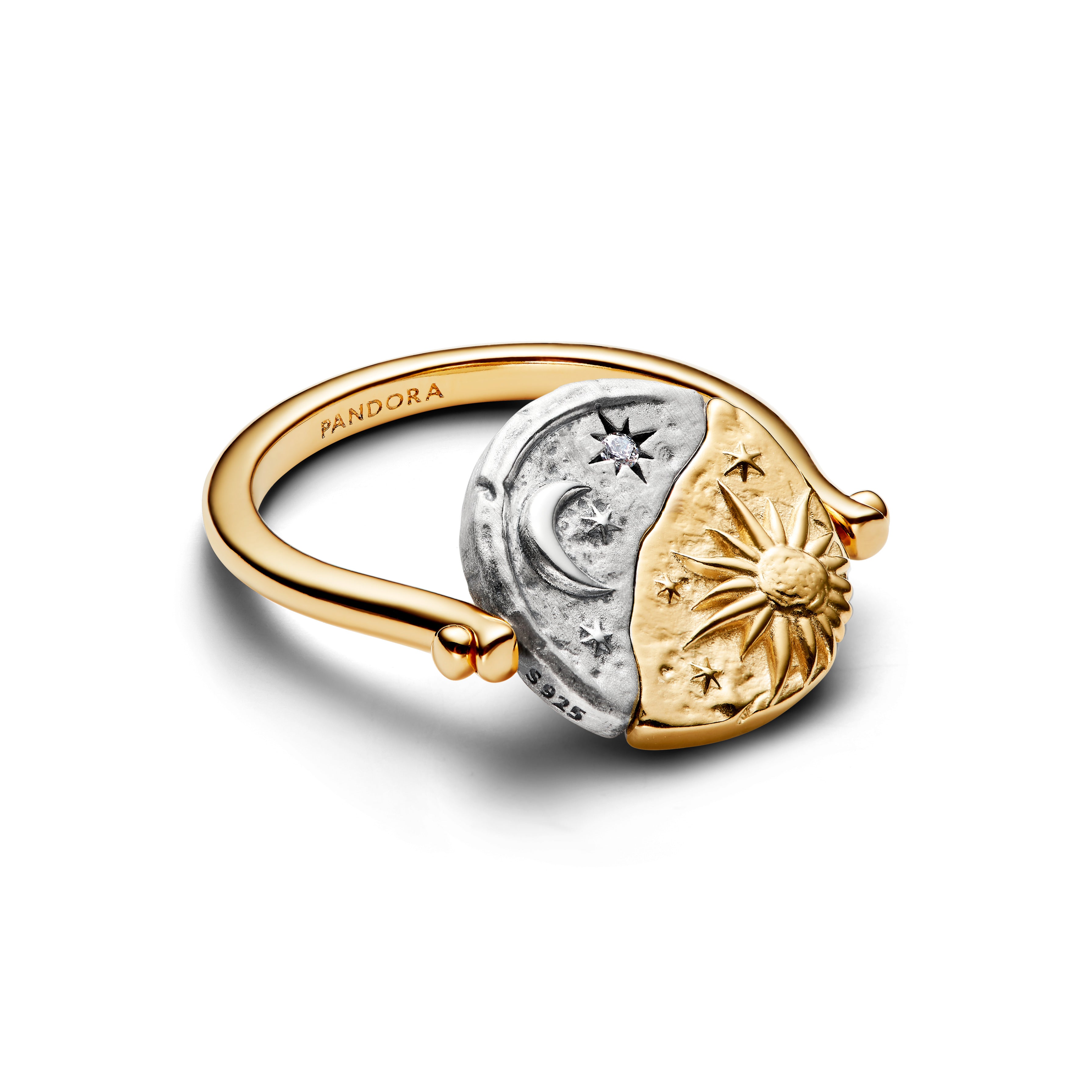 Pandora Zon & Maan Omkeerbare Medaillonring bicolor zilver en goudverguld 164810C01