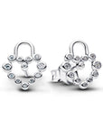 Pandora Sprankelend Hart Hangslot Oorknoppen 294419C01 – Zilver met Zirkonia