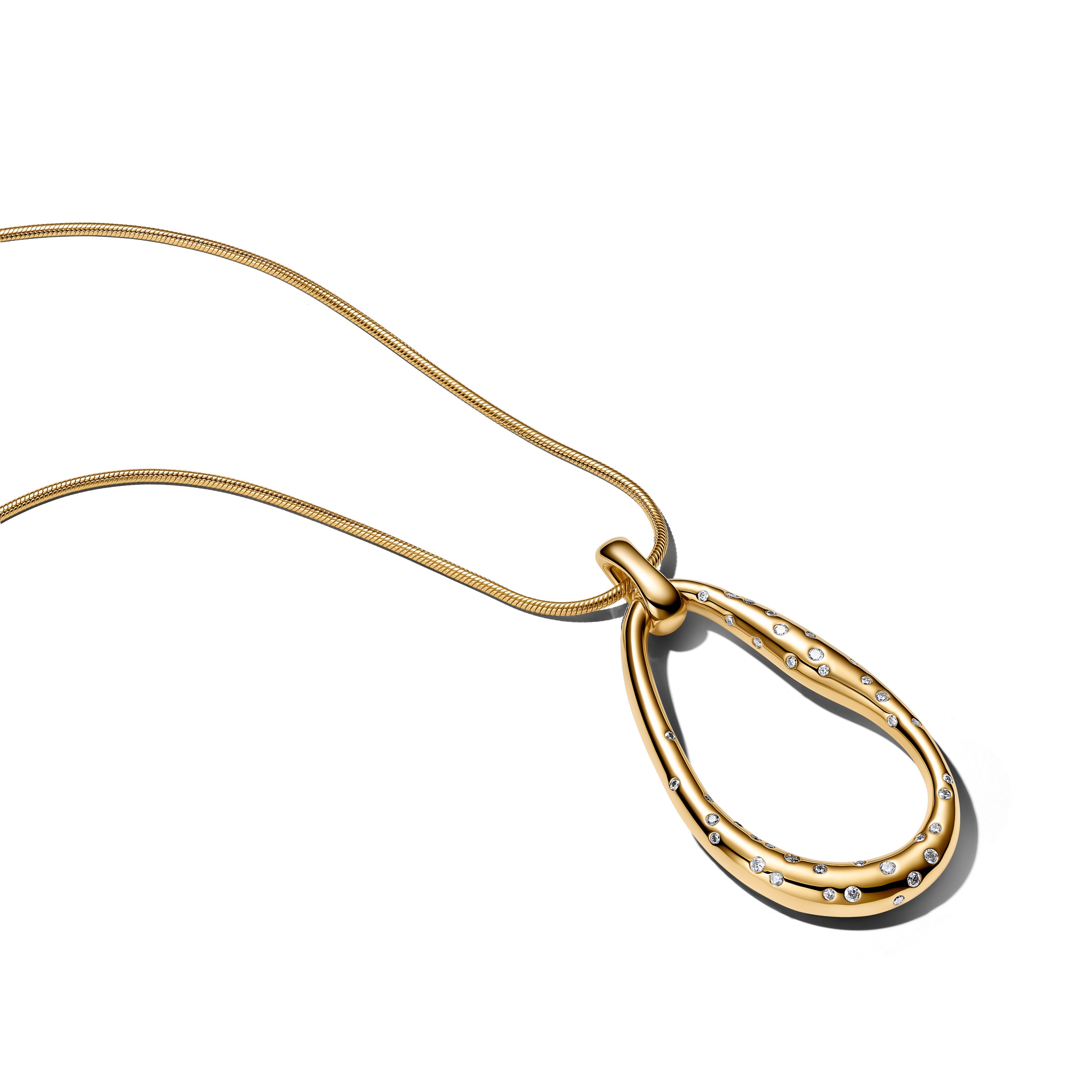 Pandora Organisch Gevormde Sprankelende Statement Hangerketting goudverguld - 364667C01