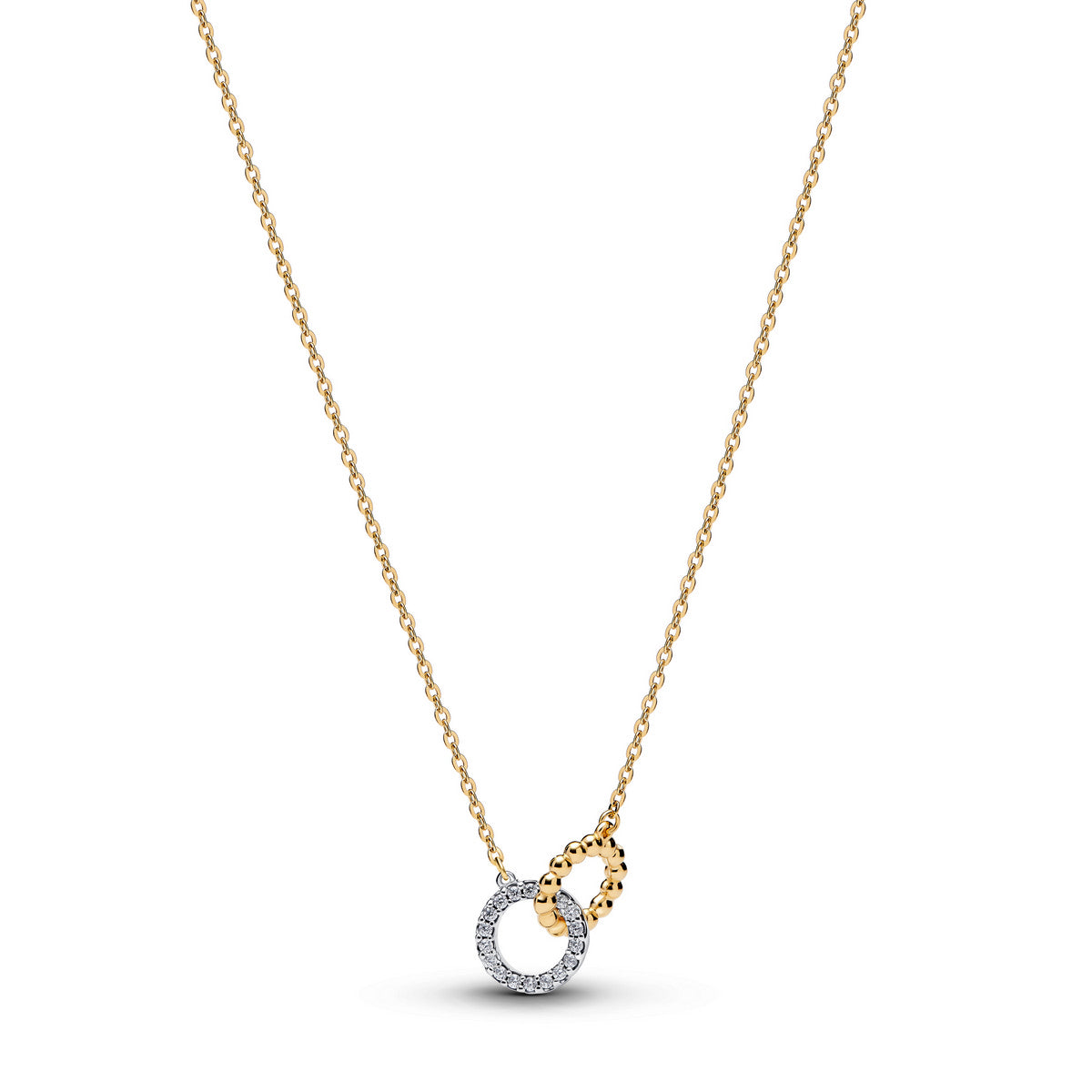 Pandora Kralen & Pavé Ineengrijpende Cirkels Ketting bicolor zilver en goudverguld 364825C01