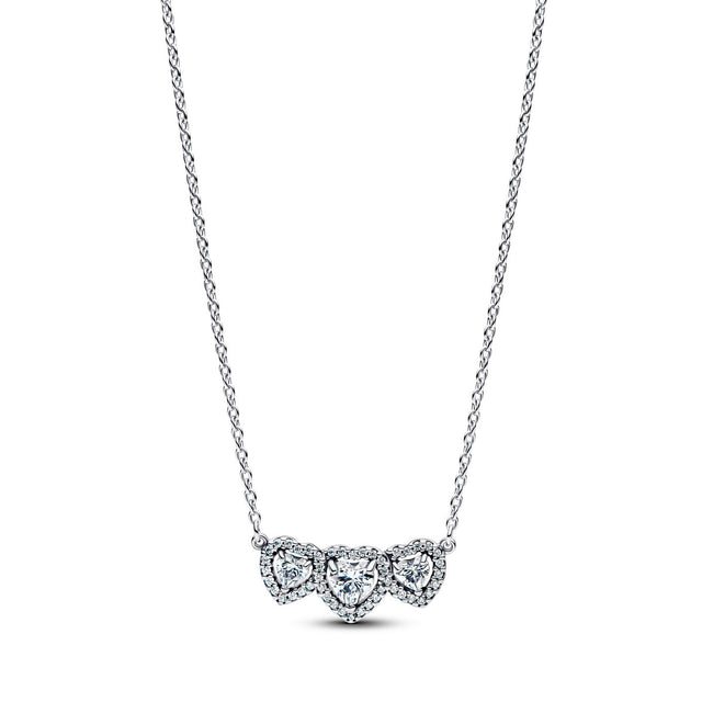Pandora Halo Hart Trilogy Halsketting zilver 394412C01