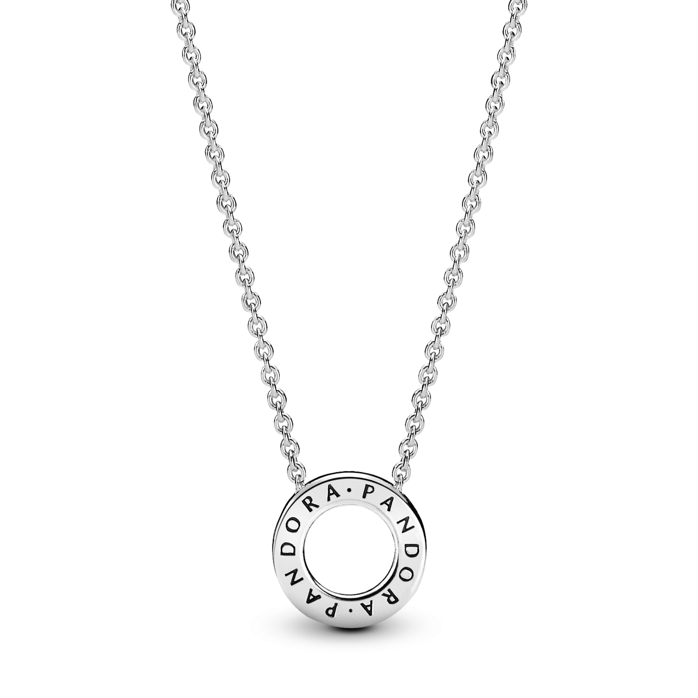 Pandora Logo Pavé Circle Halsketting zilver 397436CZ