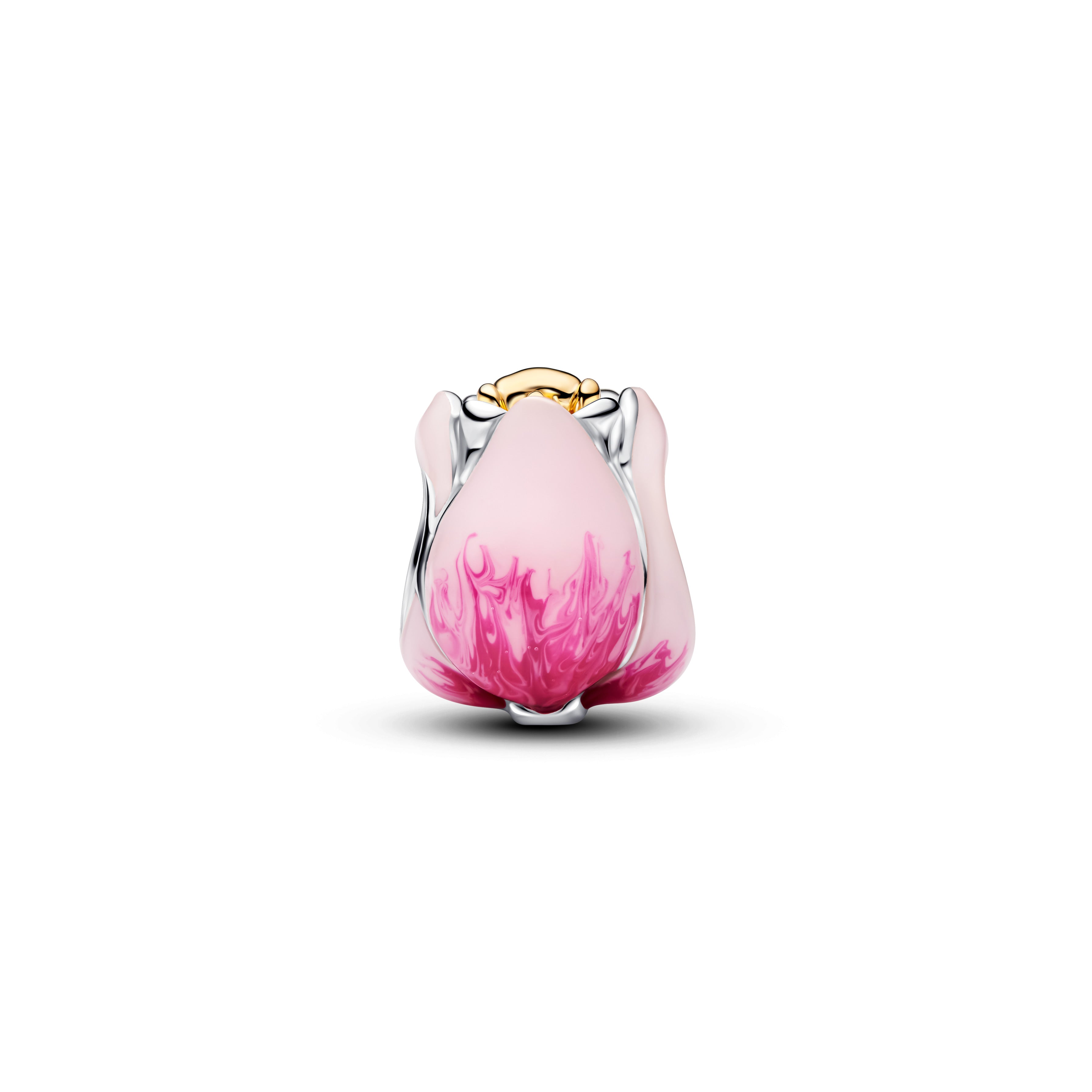 Pandora Roze Tulp Bedel bicolor zilver en goudverguld 764352C01