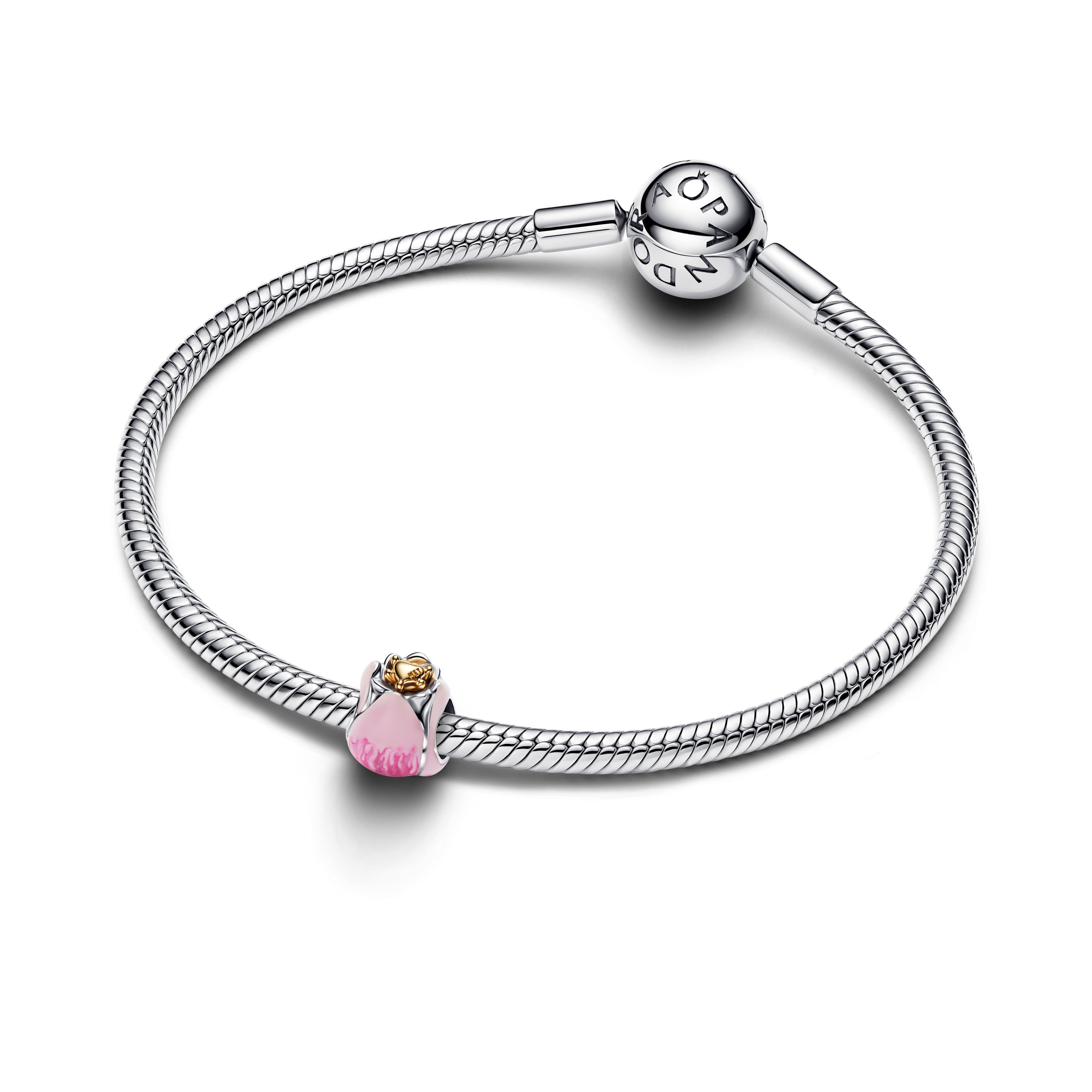 Pandora Roze Tulp Bedel bicolor zilver en goudverguld 764352C01