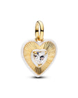 Pandora Stralend Wit Hart Medaillonbedel 764409C01 – Verguld met Emaille