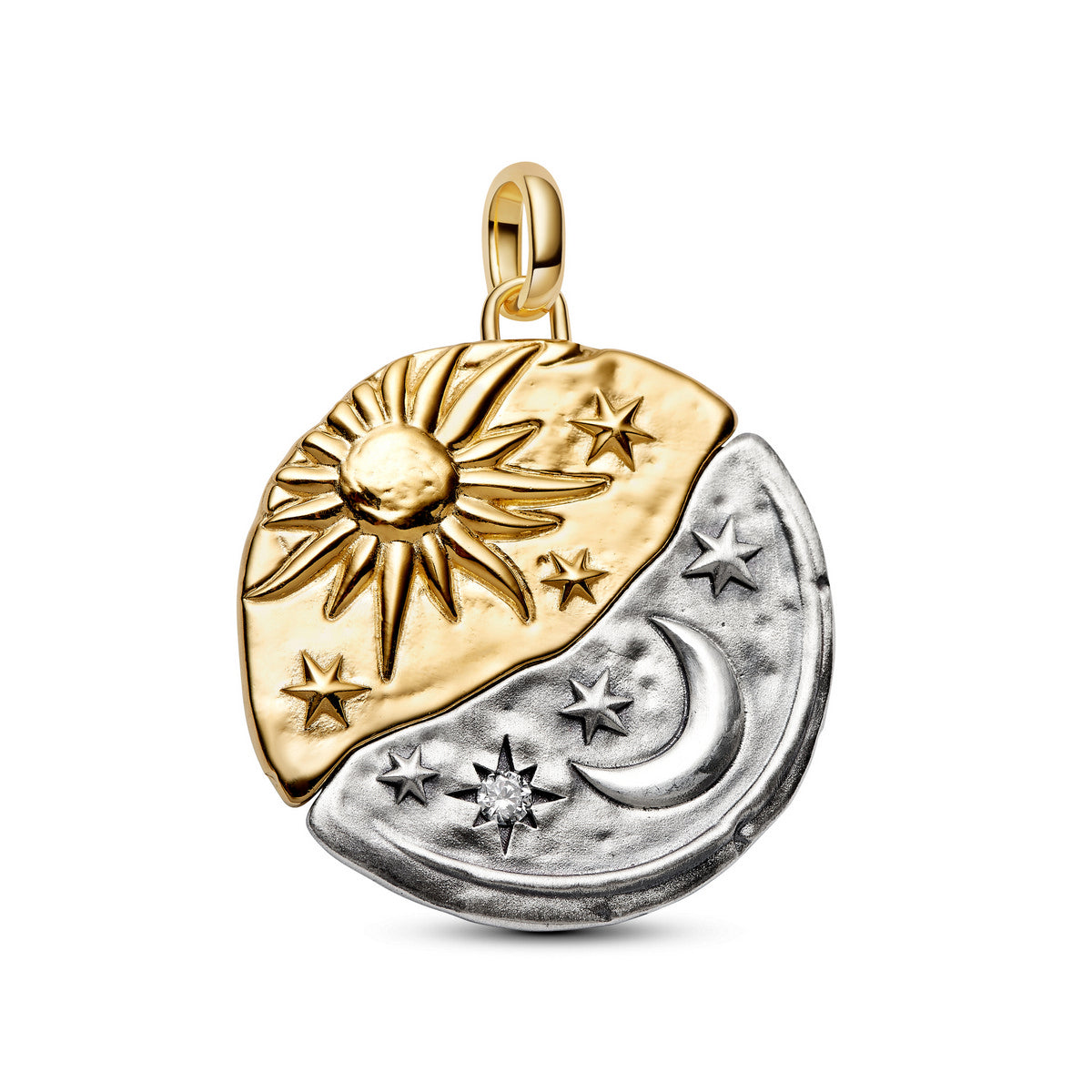 Pandora Zon en Maan Oversized Medaillonbedel bicolor zilver en goudverguld 764806C01