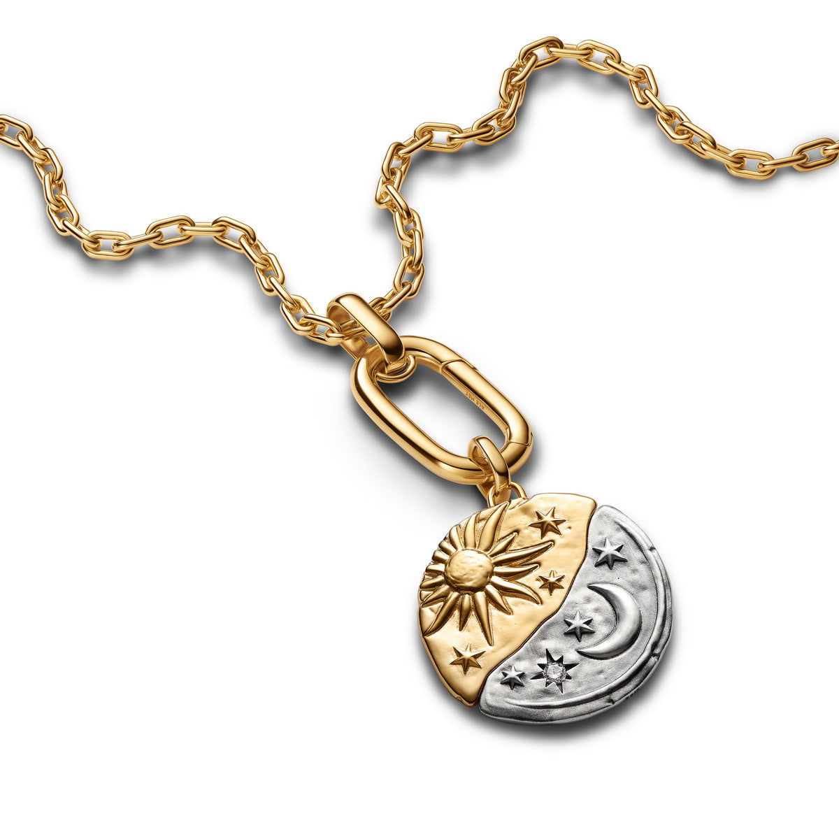 Pandora Zon en Maan Oversized Medaillonbedel bicolor zilver en goudverguld 764806C01