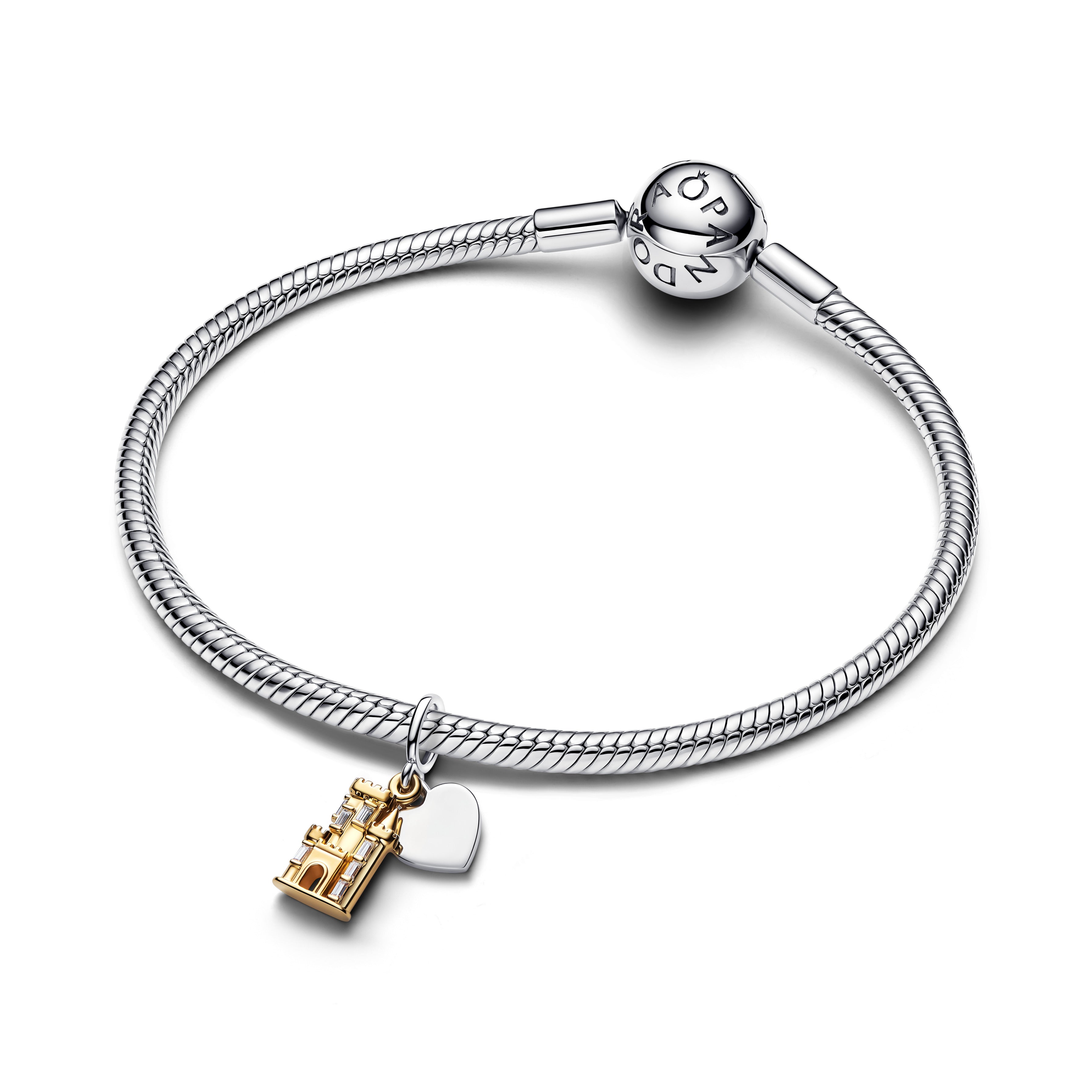 Pandora Kasteel & Graveerbaar Hartvormige Dubbele Hangende Bedel verguld 764915C01