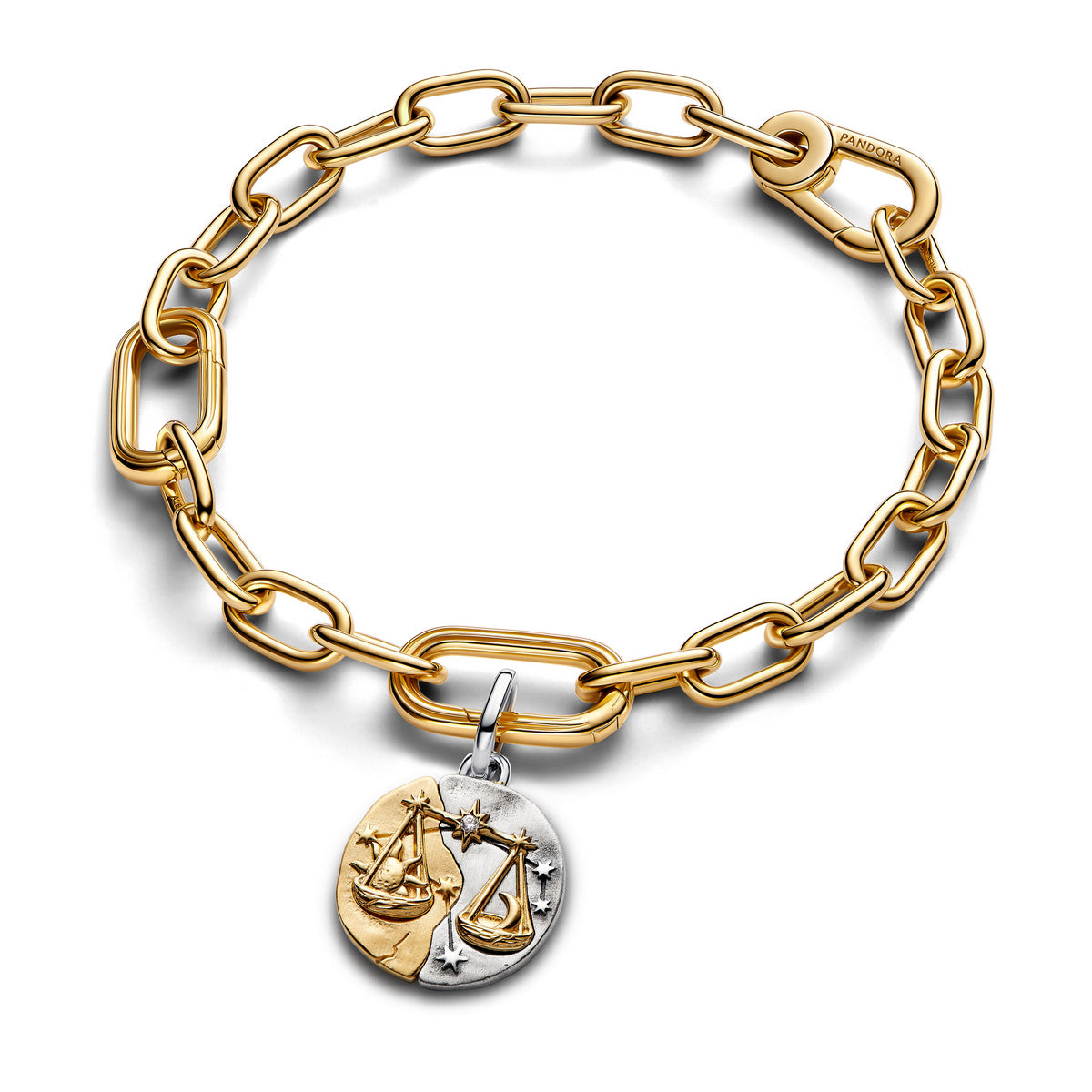 Pandora Dierenriem Weegschaal Medaillonbedel bicolor zilver en goudverguld 764983C01
